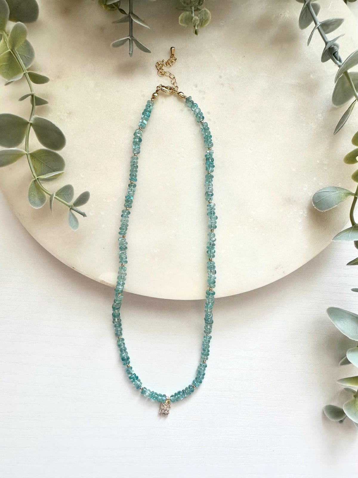 Aquamarine Necklace, March Birthstone Necklace, Aquamarine Gemstone Jewelry, CZ Pendant Necklace