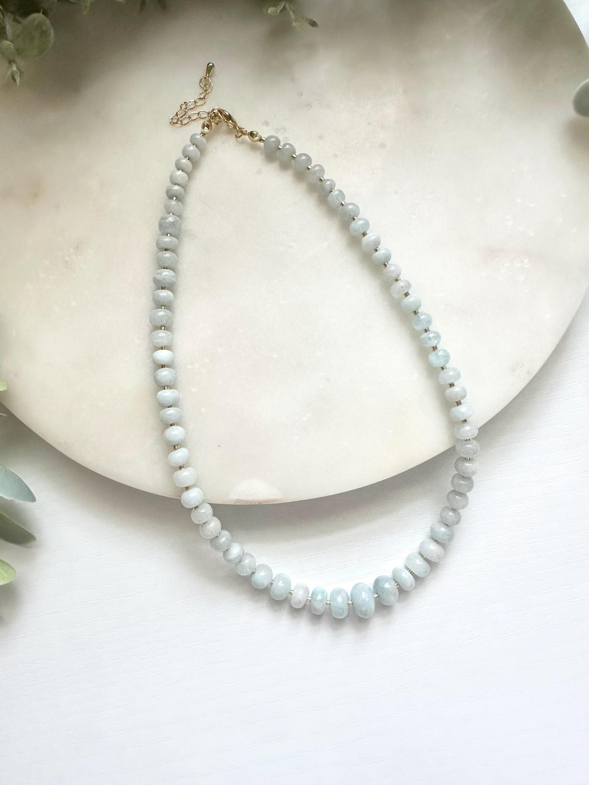 Graduated Aquamarine Necklace, Natural Aquamarine Gemstone Necklace, Blue Gemstone Necklace, March Birthstone Necklace