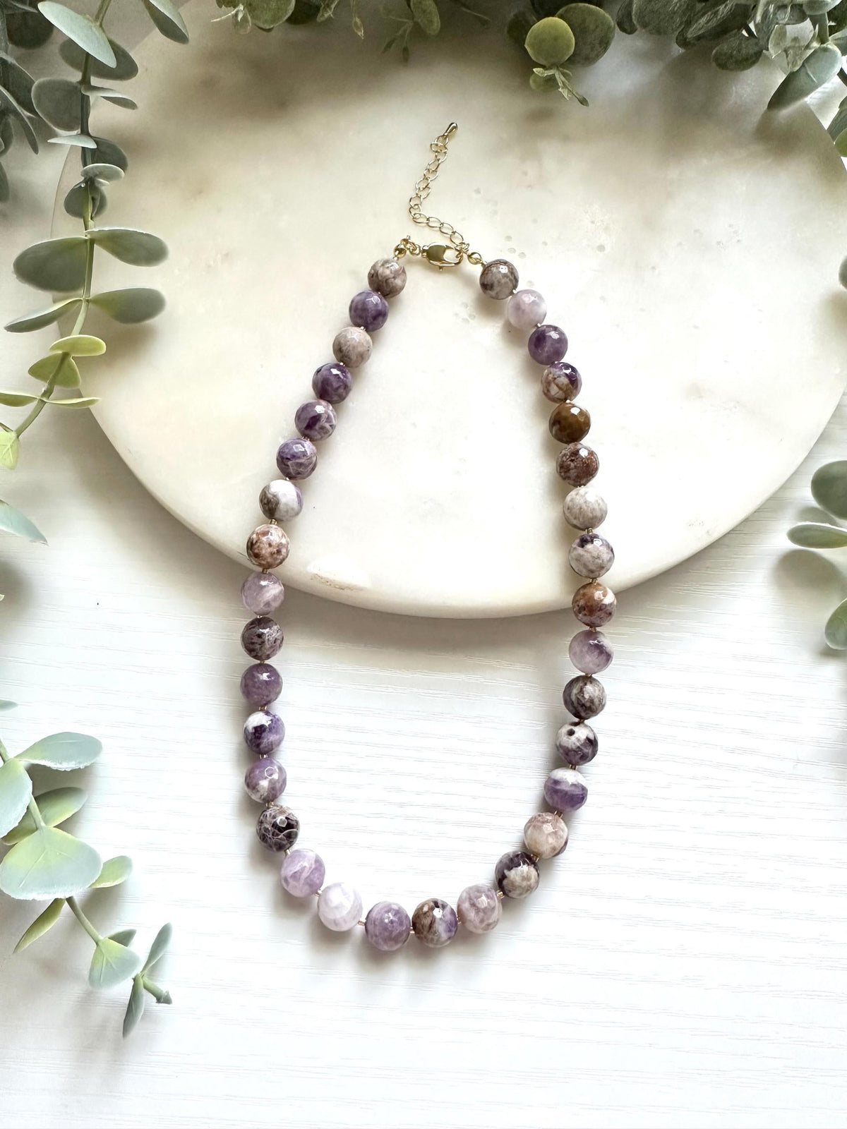 Flower Amethyst Necklace, Faceted Amethyst Statement Necklace, Lavender Gemstone Necklace, Amethyst Jewelry