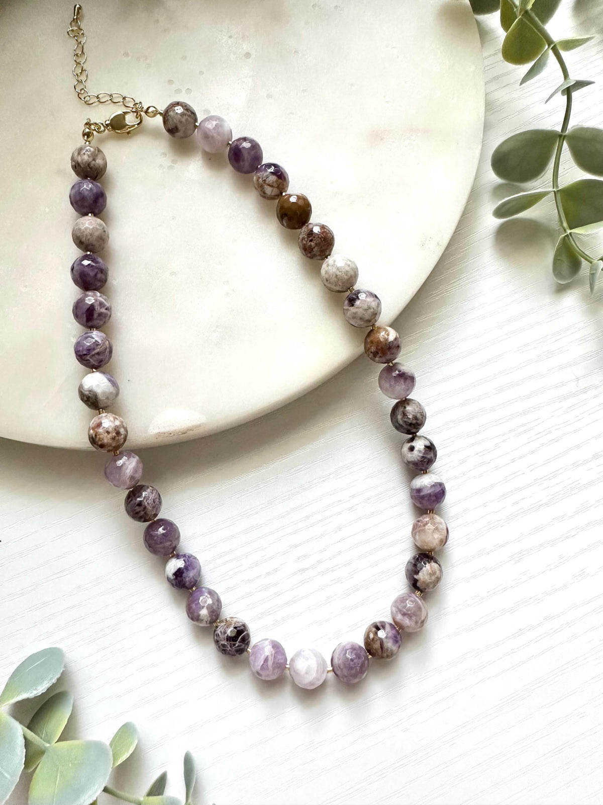 Flower Amethyst Necklace, Faceted Amethyst Statement Necklace, Lavender Gemstone Necklace, Amethyst Jewelry