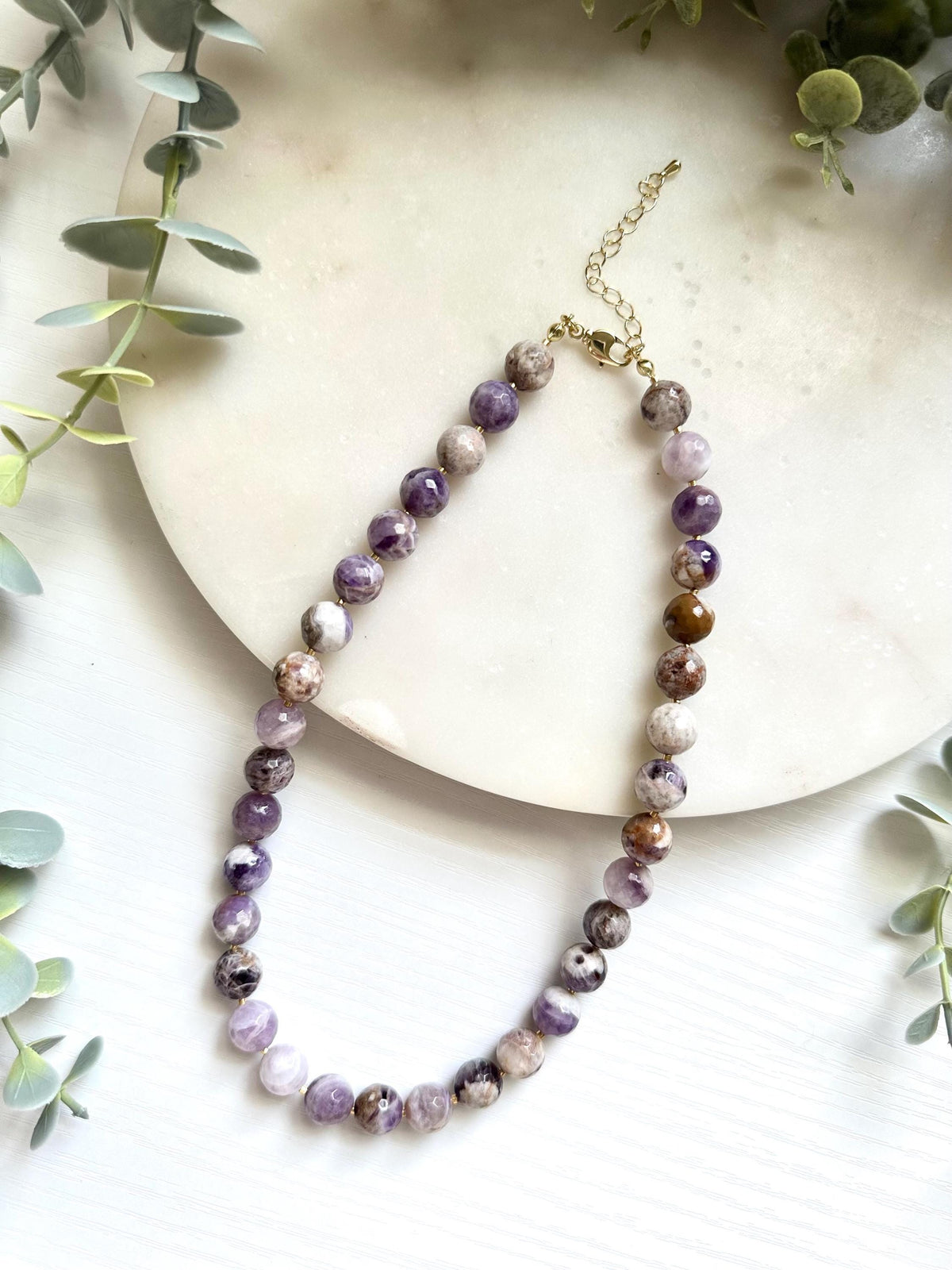 Flower Amethyst Necklace, Faceted Amethyst Statement Necklace, Lavender Gemstone Necklace, Amethyst Jewelry