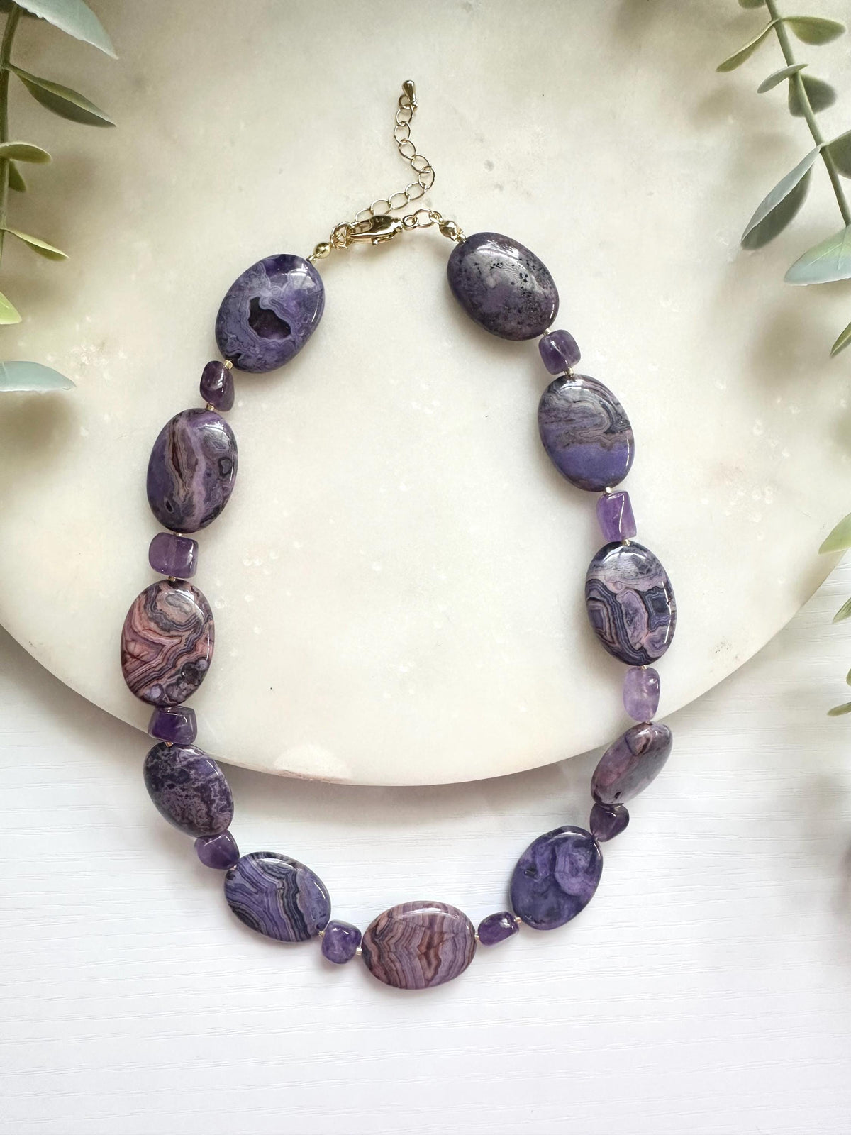 Purple Sea Sediment Jasper Necklace, Amethyst Necklace, Statement Gemstone Necklace, Purple Gemstone Jewelry