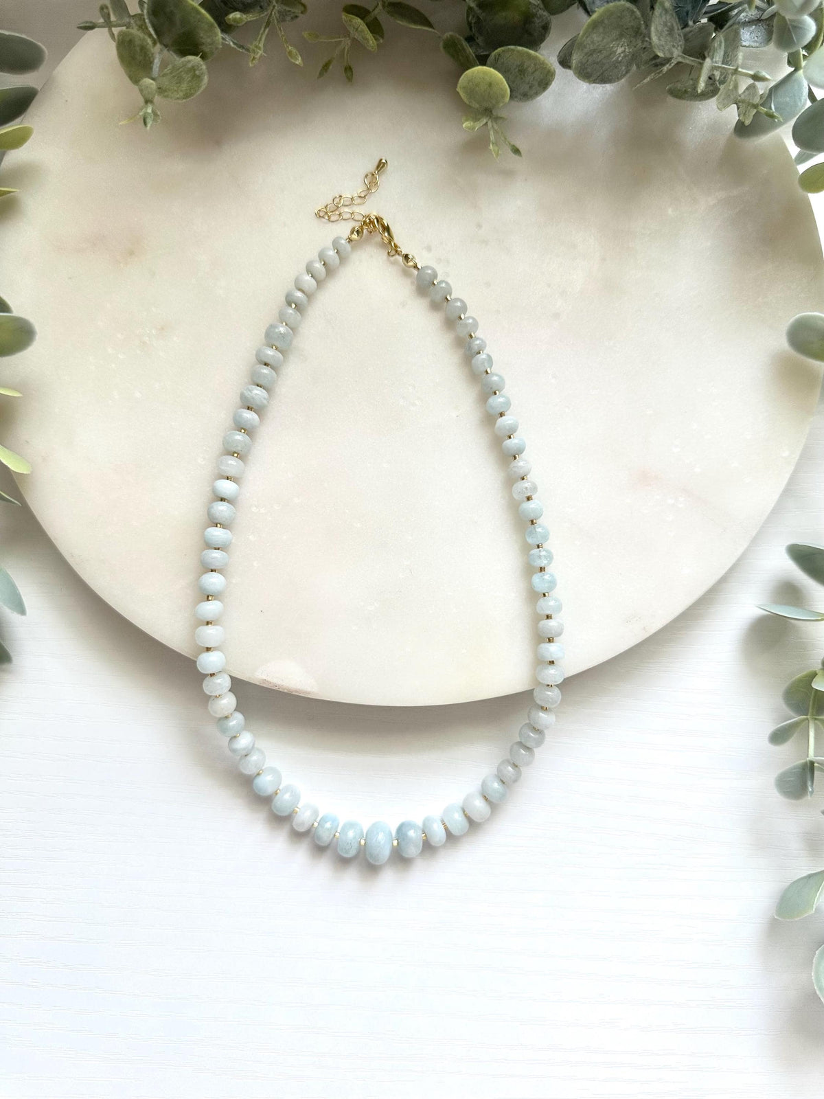 Graduated Aquamarine Necklace, Natural Aquamarine Gemstone Necklace, Blue Gemstone Necklace, March Birthstone Necklace