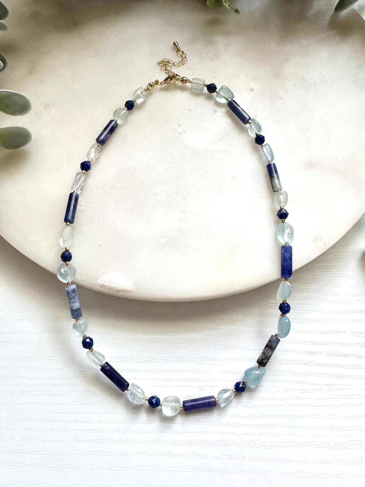 Sodalite, Aquamarine & Lapis Lazuli Necklace, Blue Gemstone Necklace, Aquamarine Necklace, Lapis Necklace, Handmade Gemstone Necklace