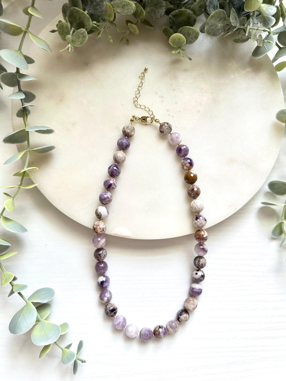 Flower Amethyst Necklace, Faceted Amethyst Statement Necklace, Lavender Gemstone Necklace, Amethyst Jewelry