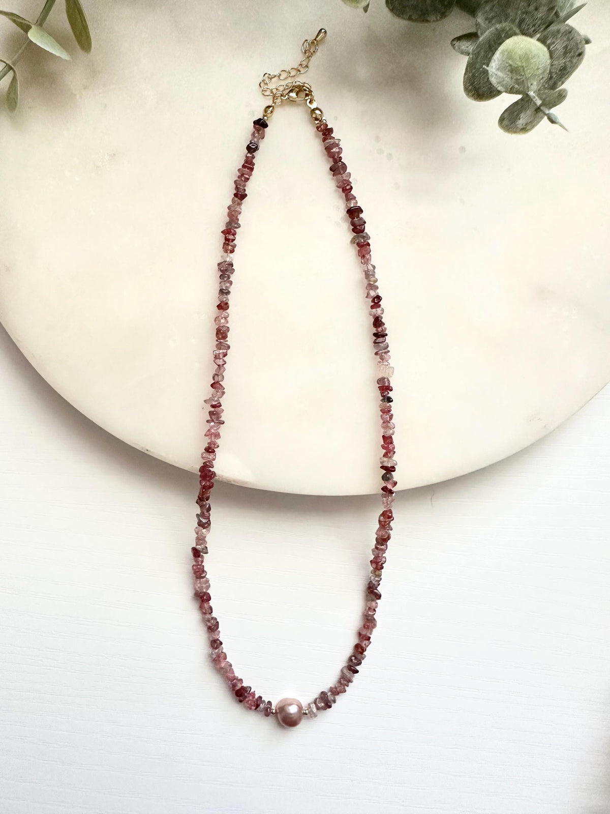 Multicolor Spinel Necklace with Mauve Freshwater Pearl | Dainty Gemstone Necklace | Gold Filled Jewelry