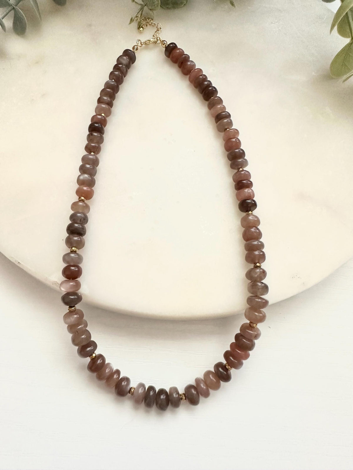 Chocolate Moonstone Necklace | Brown Gemstone Necklace | Gold Filled Jewelry