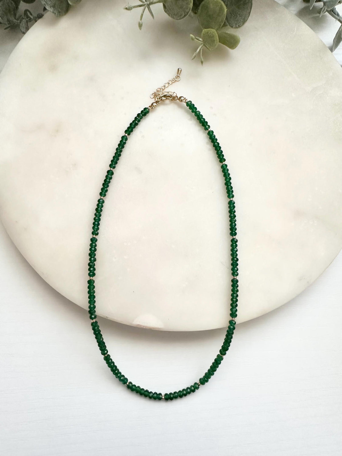 Green Zircon Necklace | 4mm Faceted Gemstone Necklace | Gold Filled Jewelry