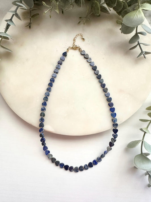 Lapis Lazuli Heart Necklace | 6mm Blue Gemstone Necklace | Gold Filled Jewelry