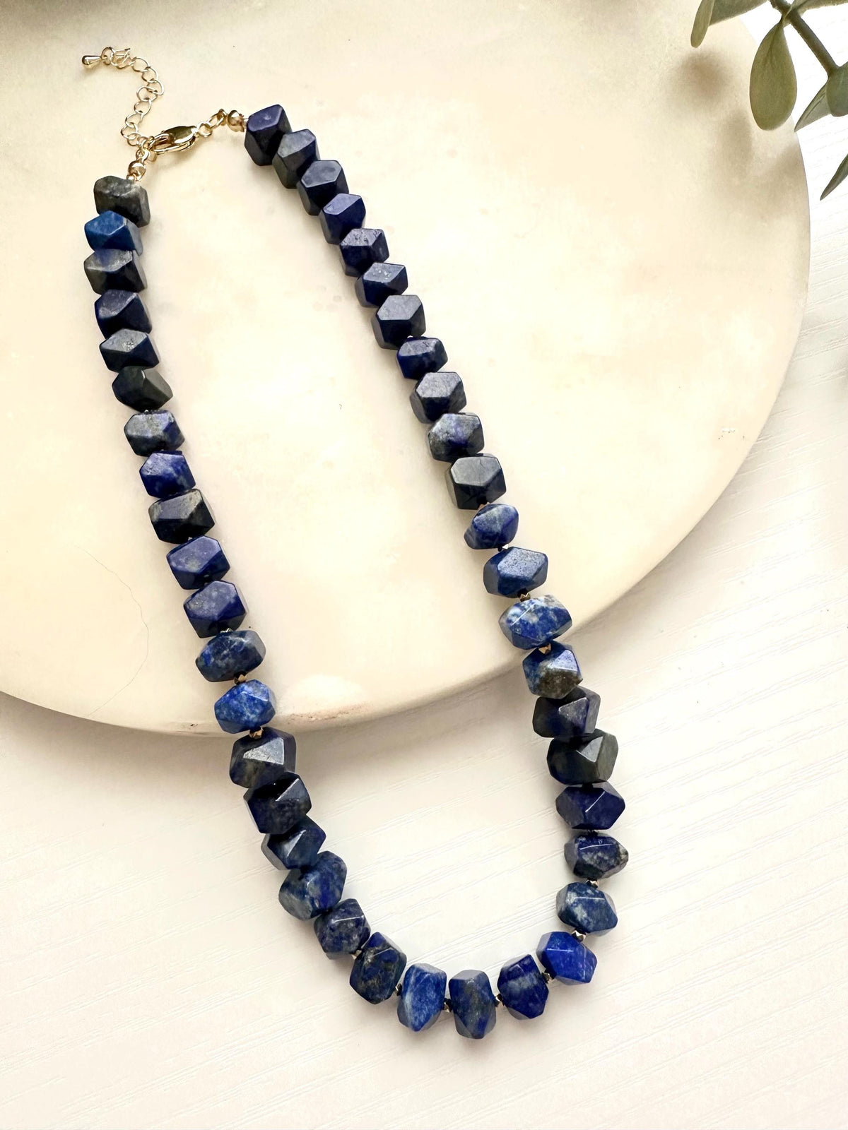 Lapis Lazuli Nugget Necklace | Diamond Cut Blue Gemstone Necklace | Gold Filled Jewelry
