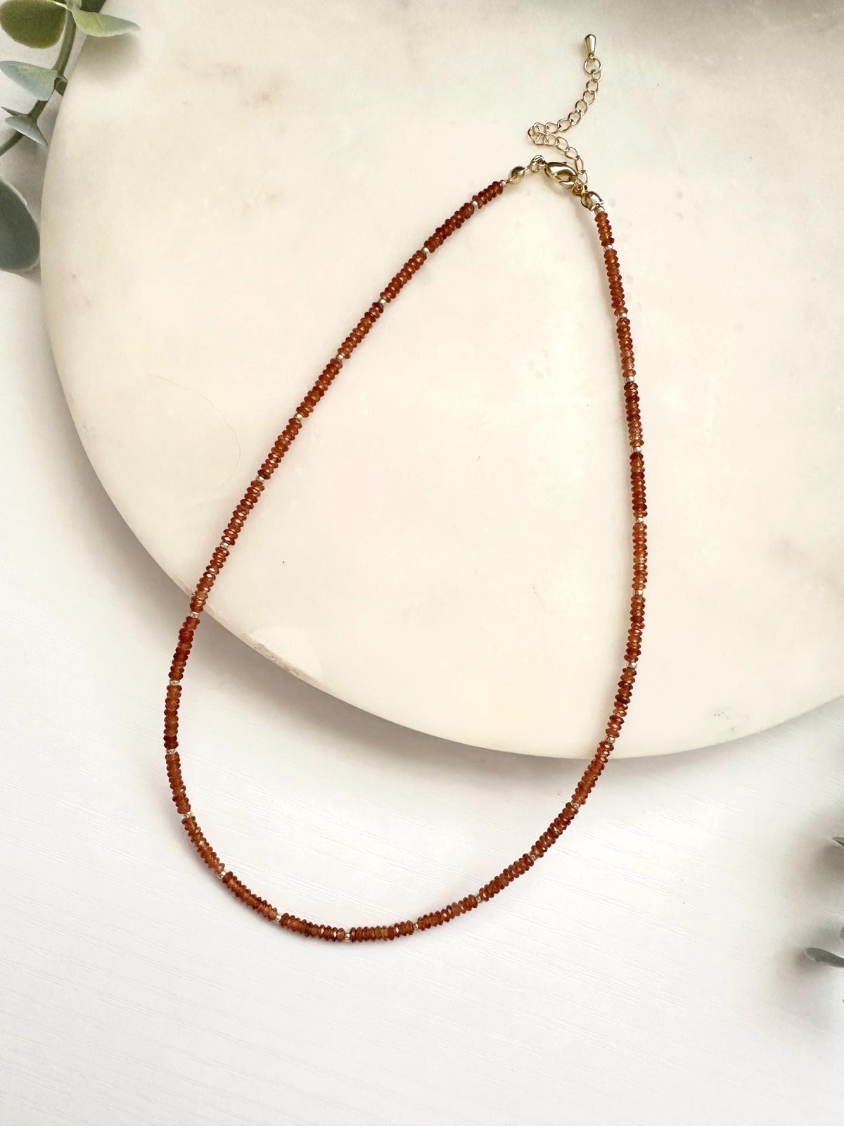 Hessonite Garnet Necklace | 3mm Faceted Gemstone Necklace | Gold Filled Jewelry
