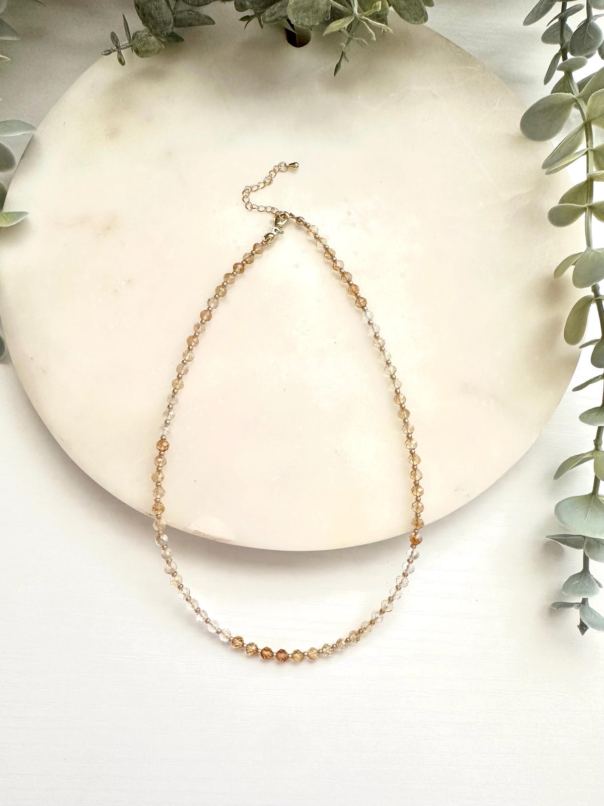 Gradient Citrine Necklace | 4mm Faceted Gemstone Necklace | Gold Filled Jewelry
