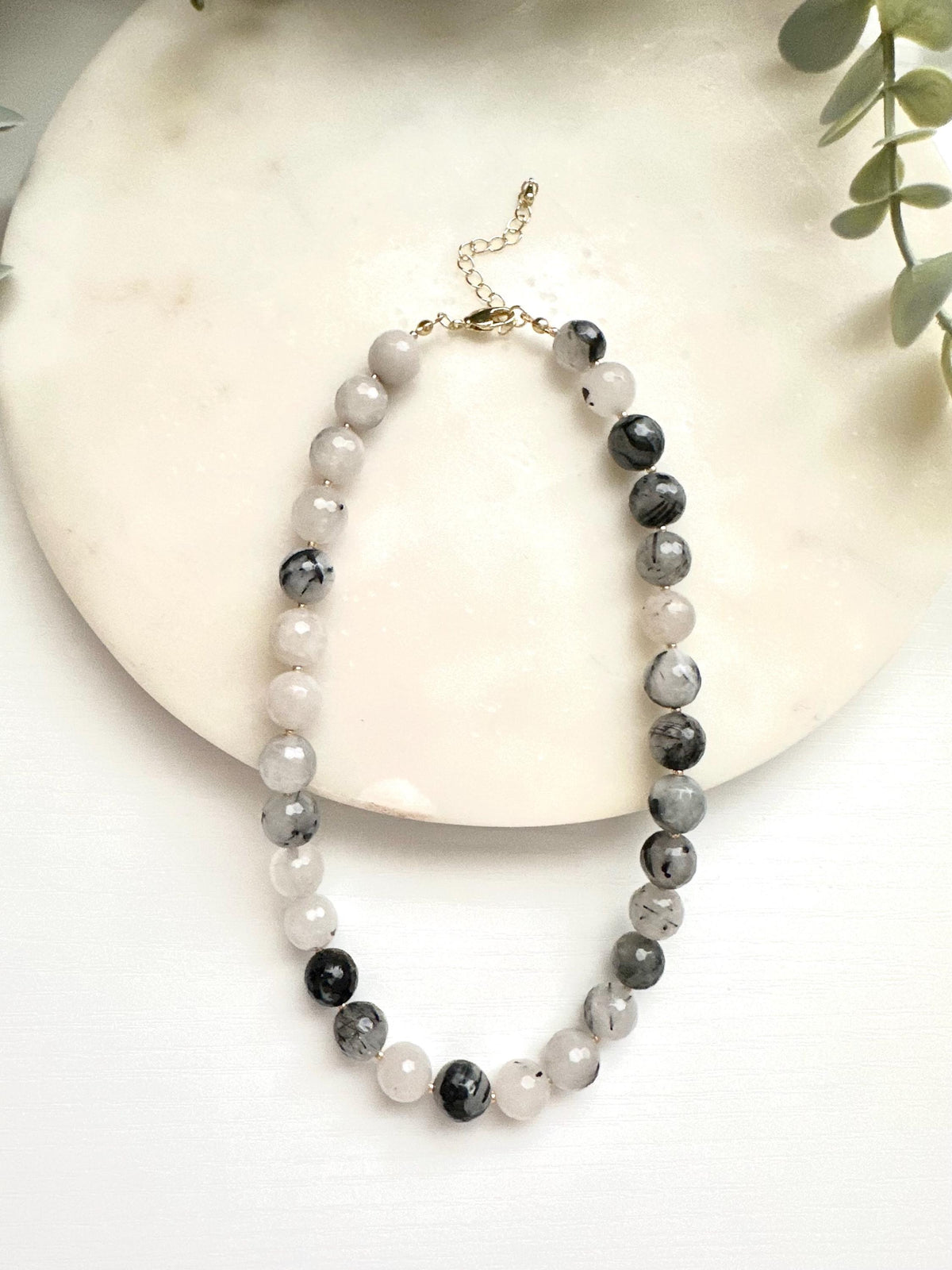 Black Rutilated Quartz Necklace | Faceted Quartz Gemstone Necklace | Handmade Gold Filled Jewelry | Statement Necklace |