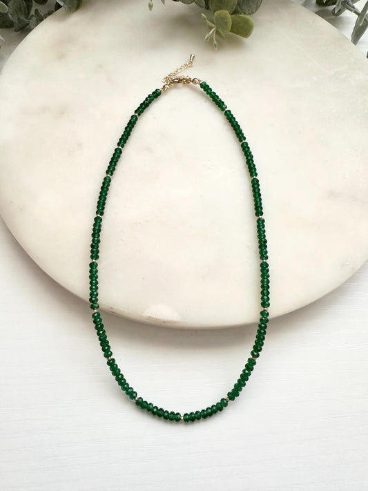 Green Zircon Necklace | 4mm Faceted Gemstone Necklace | Gold Filled Jewelry