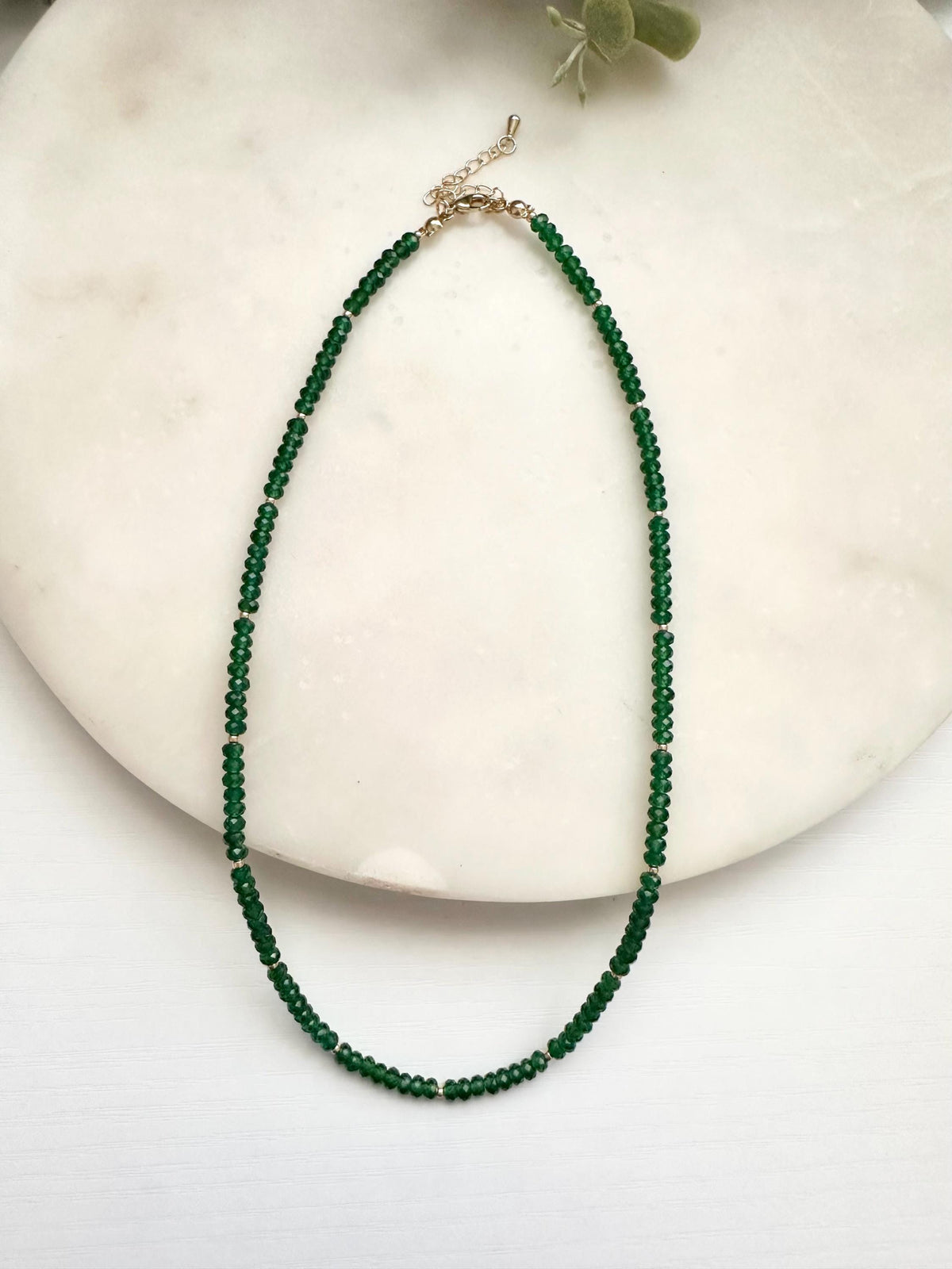Green Zircon Necklace | 4mm Faceted Gemstone Necklace | Gold Filled Jewelry