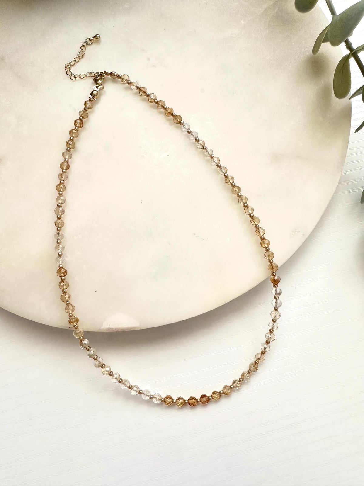 Gradient Citrine Necklace | 4mm Faceted Gemstone Necklace | Gold Filled Jewelry