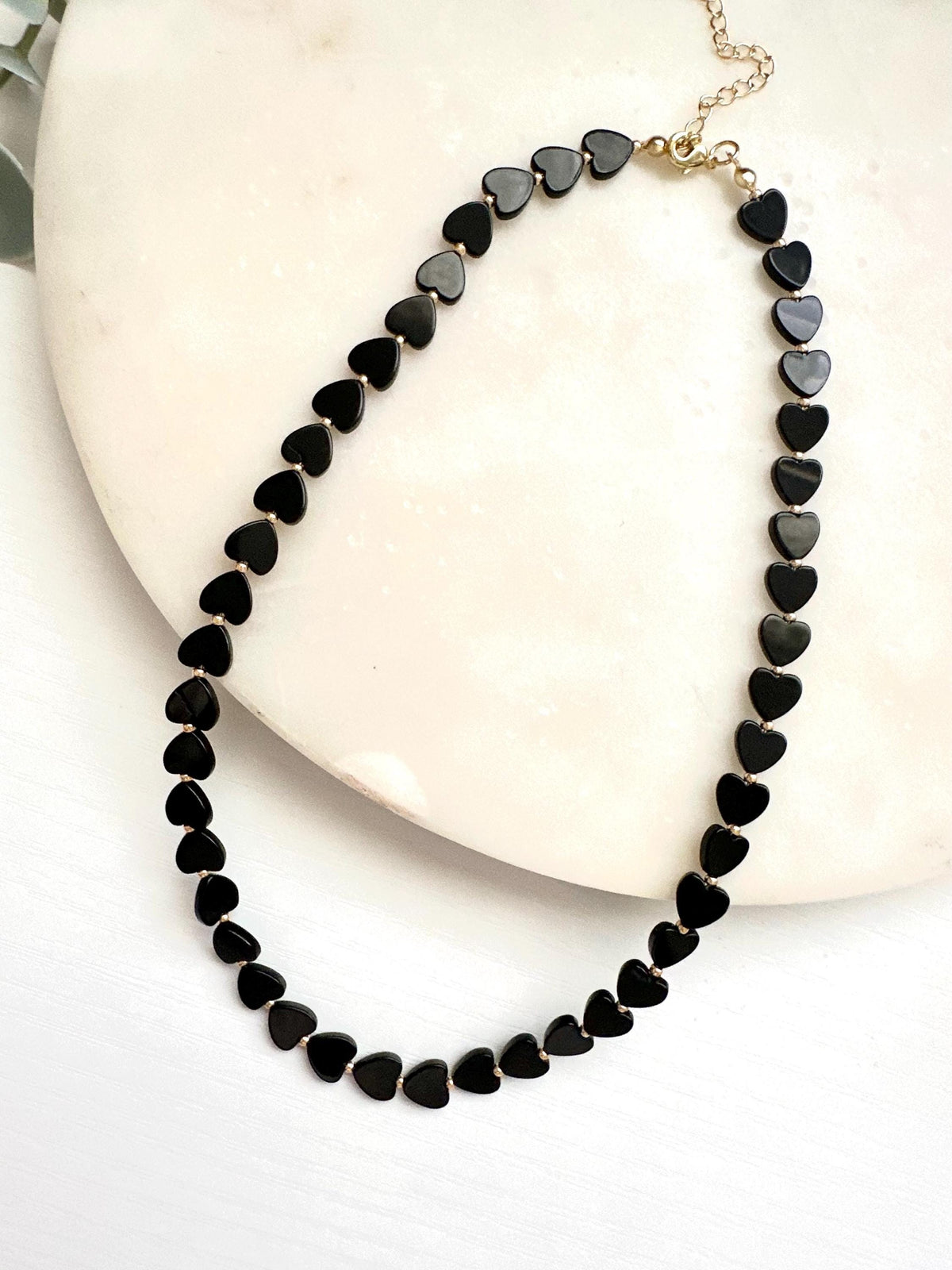 Black Onyx Heart Necklace | 8mm Gemstone Necklace | Gold Filled Jewelry