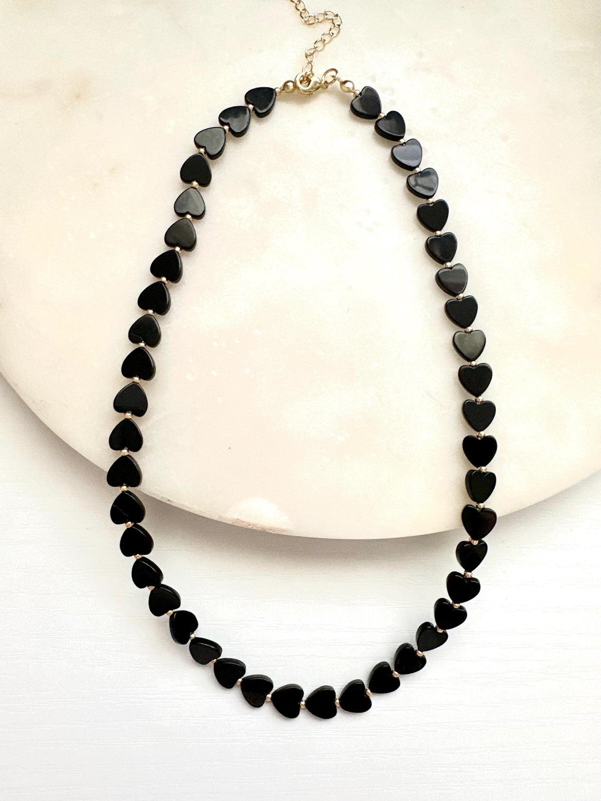 Black Onyx Heart Necklace | 8mm Gemstone Necklace | Gold Filled Jewelry